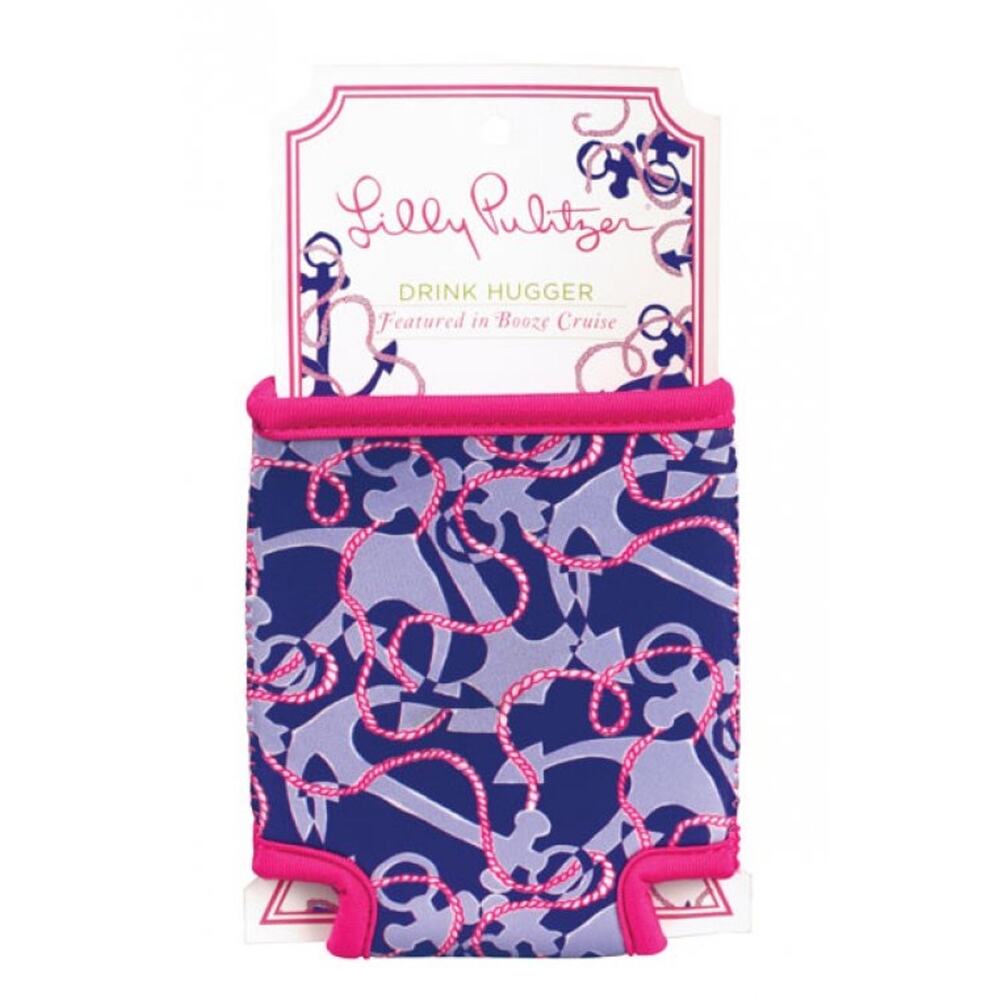 NEW Lilly Pulitzer Drink Hugger Koozie  Booze Cruise Hot Pink Preppy Nautical